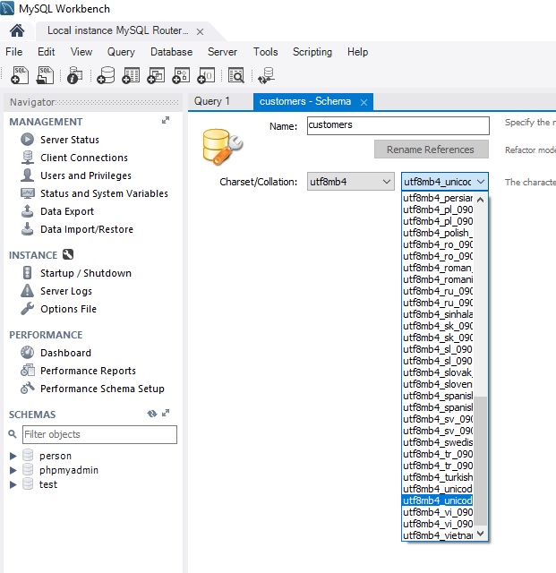 In Workbench I Can t See The Whole Drop Down List Name For Charset