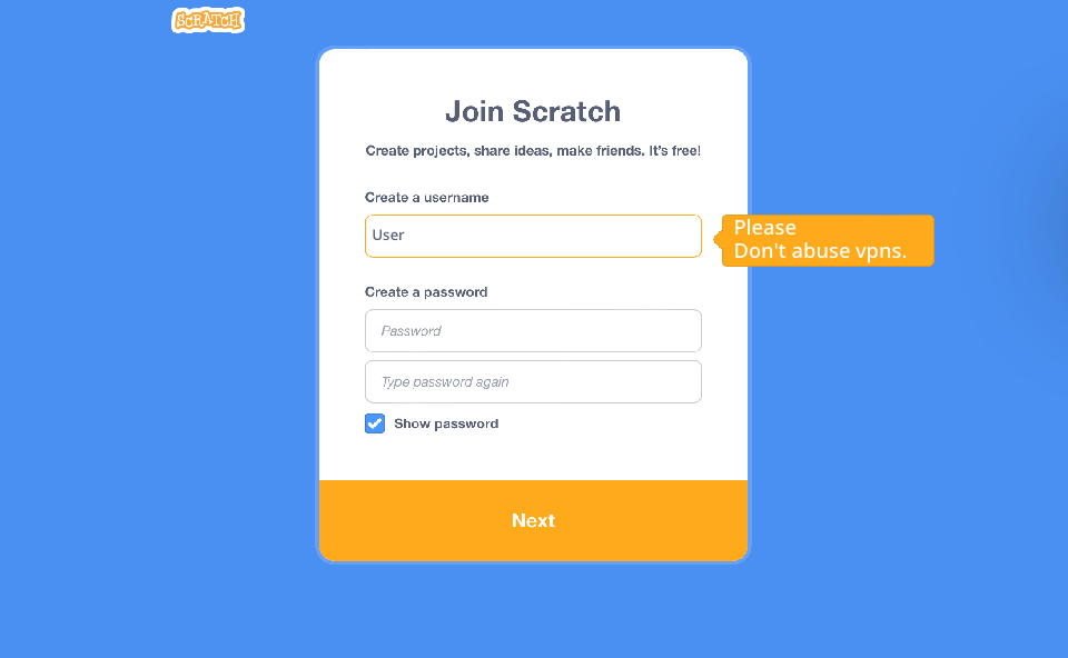 Creating Scratch Login 