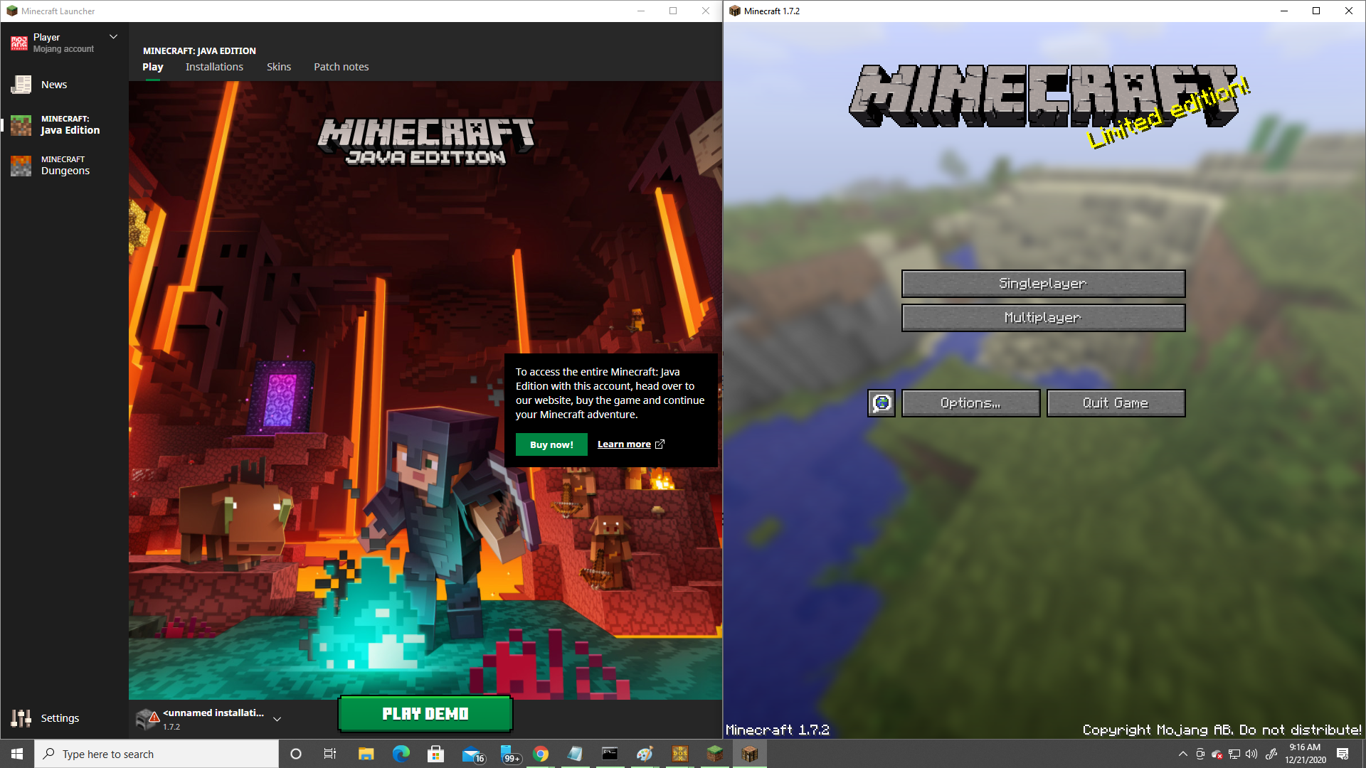 Why Does Minecraft 1 7 1 7 2 Run Without Demo Mode On A Demo Account Discussion Minecraft Java Edition Minecraft Forum Minecraft Forum