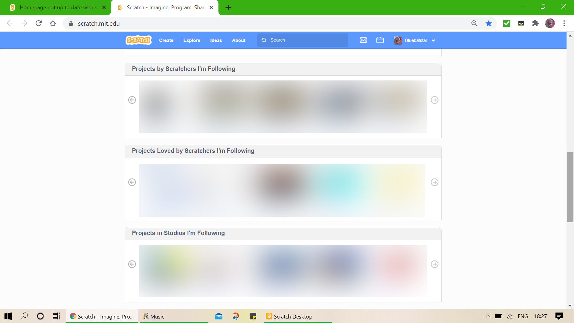 Homepage not up to date with studios/follows - Discuss Scratch