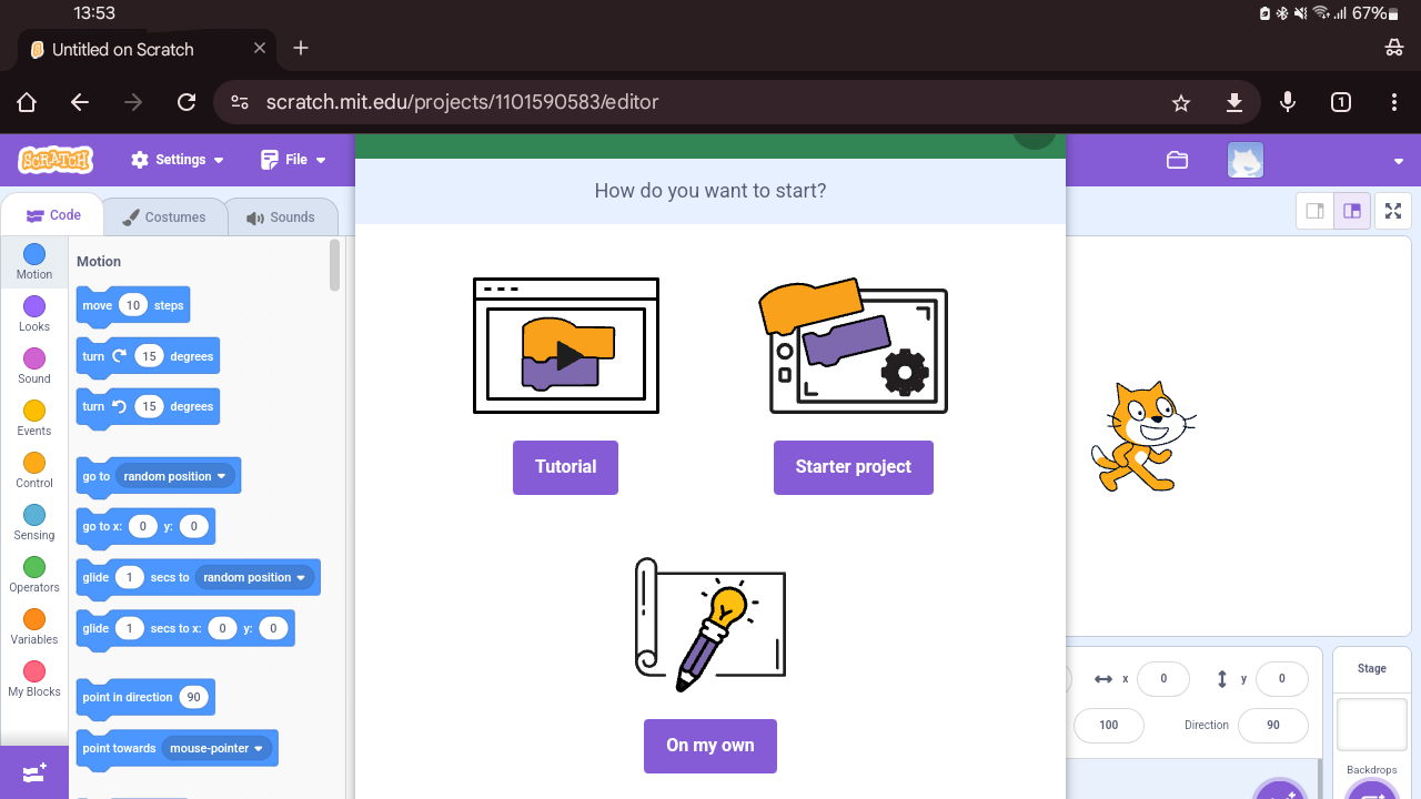 I miss the "what do you want to create?" - Discuss Scratch