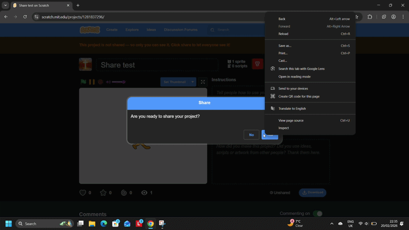 I cannot share my project. - Discuss Scratch