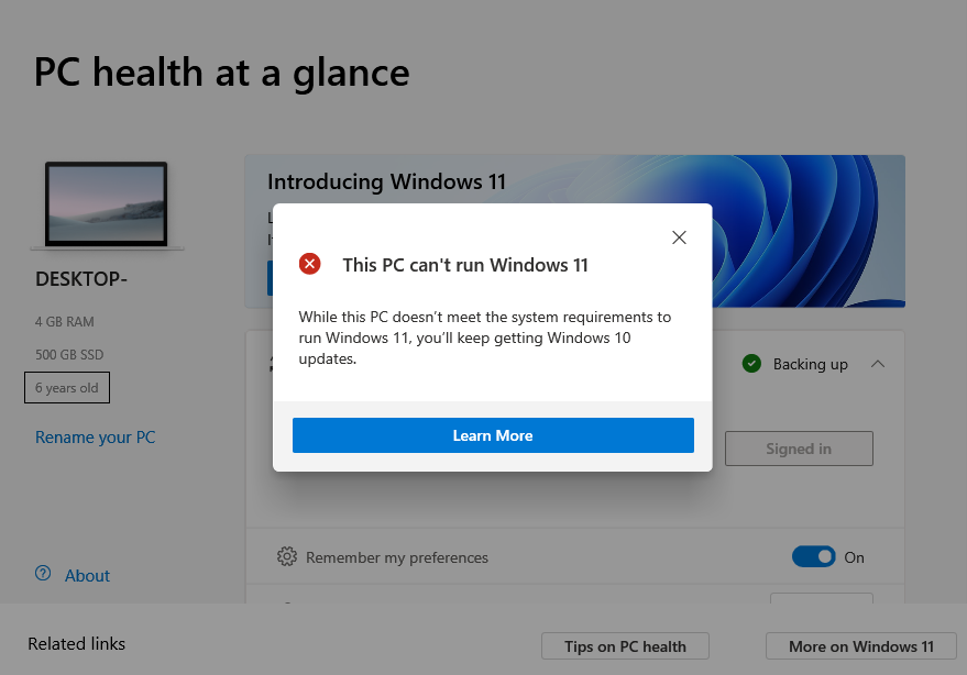 pc health check for windows 10