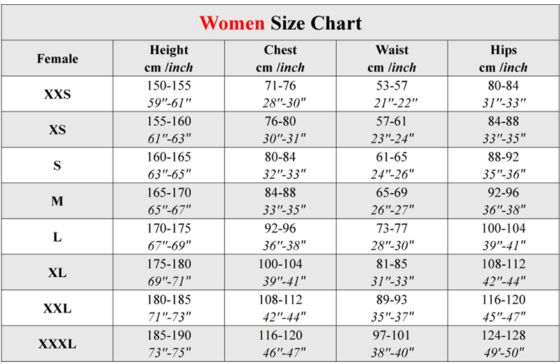 Suspender Size Chart