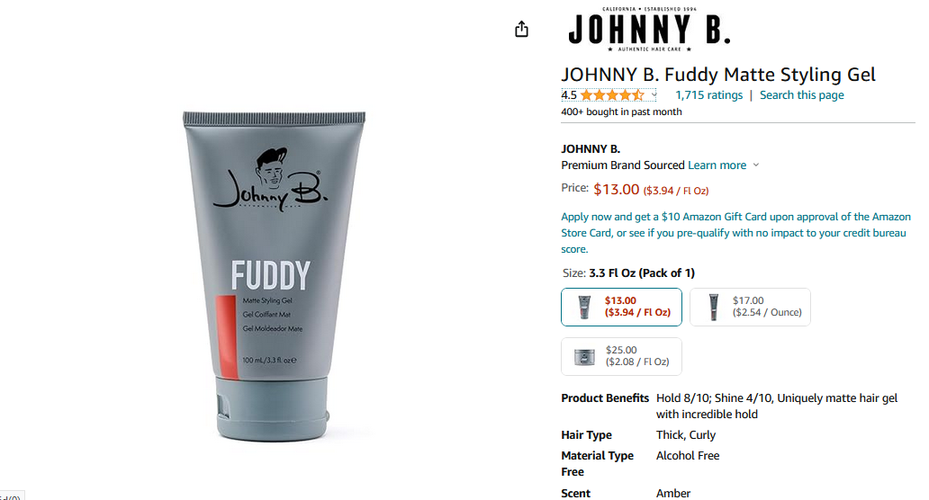 Johnny B. Fuddy Matte Styling Gel Sample | PakGamers - Pakistan's ...