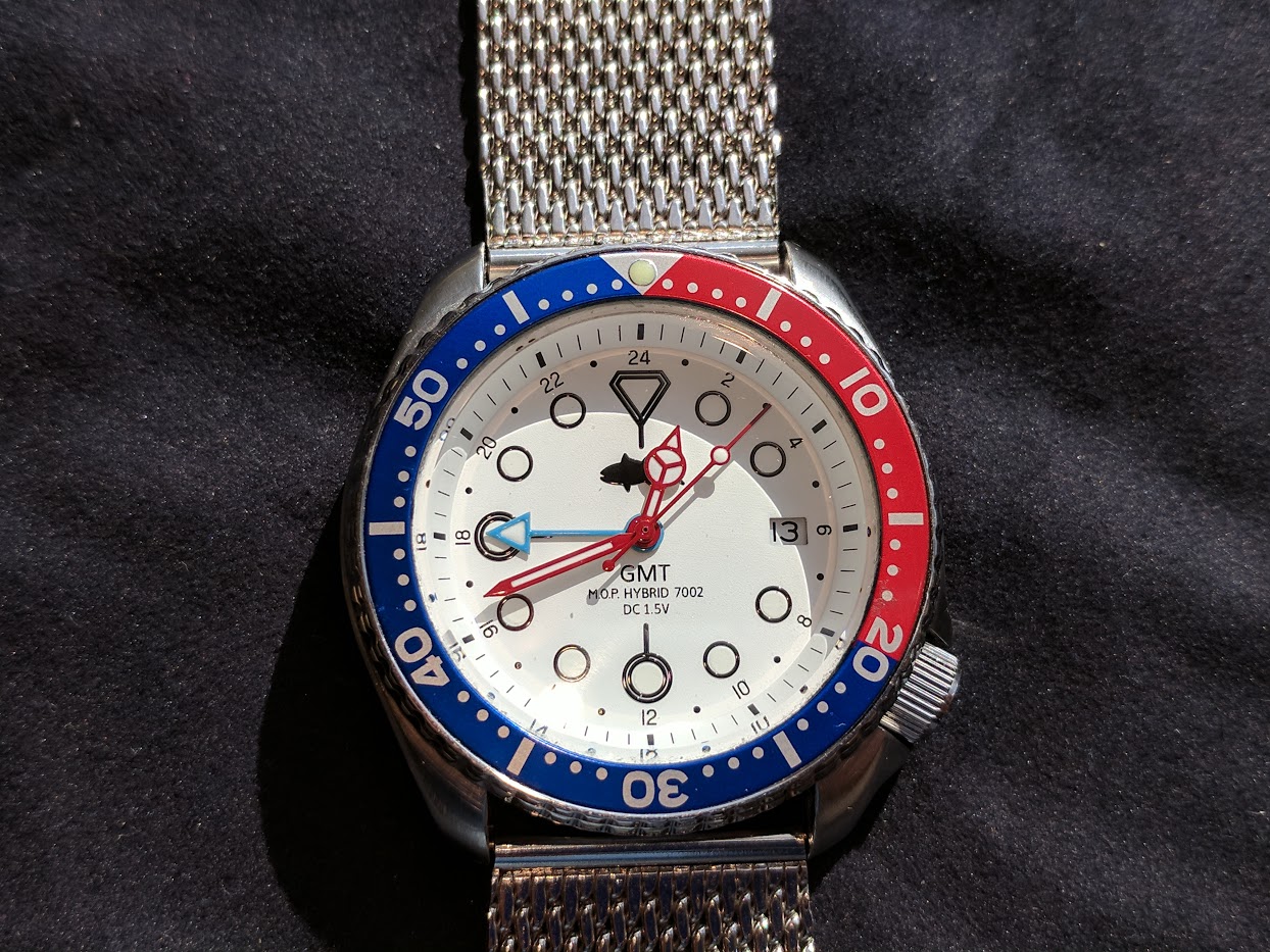 FS: SEIKO 7002 Diver GMT "Pepsi" Mod on a Mesh Bracelet |  WatchUSeek Watch Forums