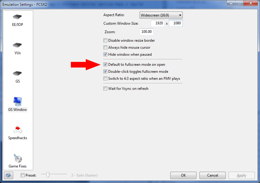 fullscreen pcsx2 emulator
