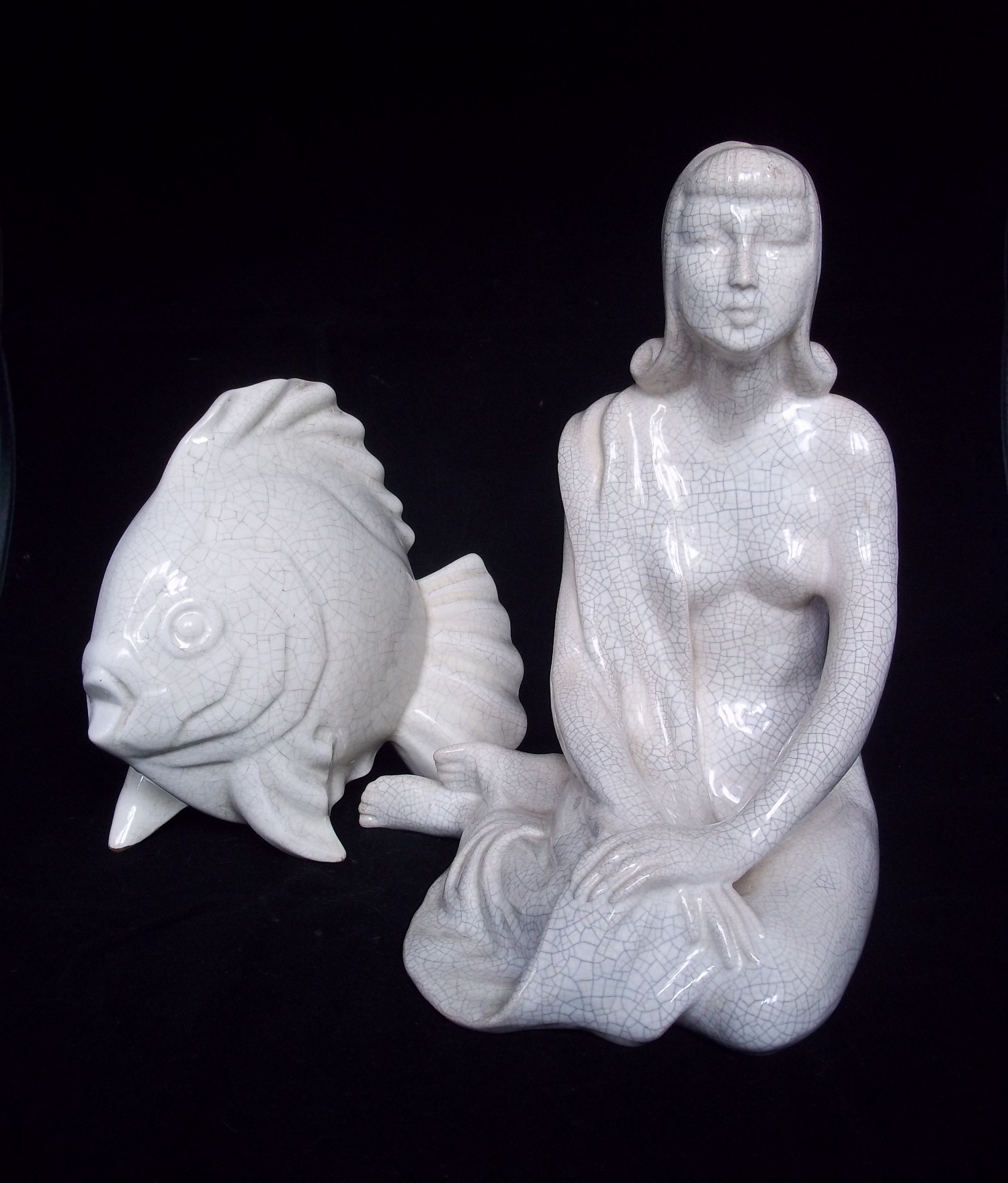 Vintage French Art Deco Nude Lady Cracked Ceramic Sculpture 1920 S Ebay