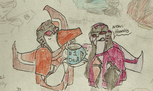 sunstorm gives starscream a number one dad mug