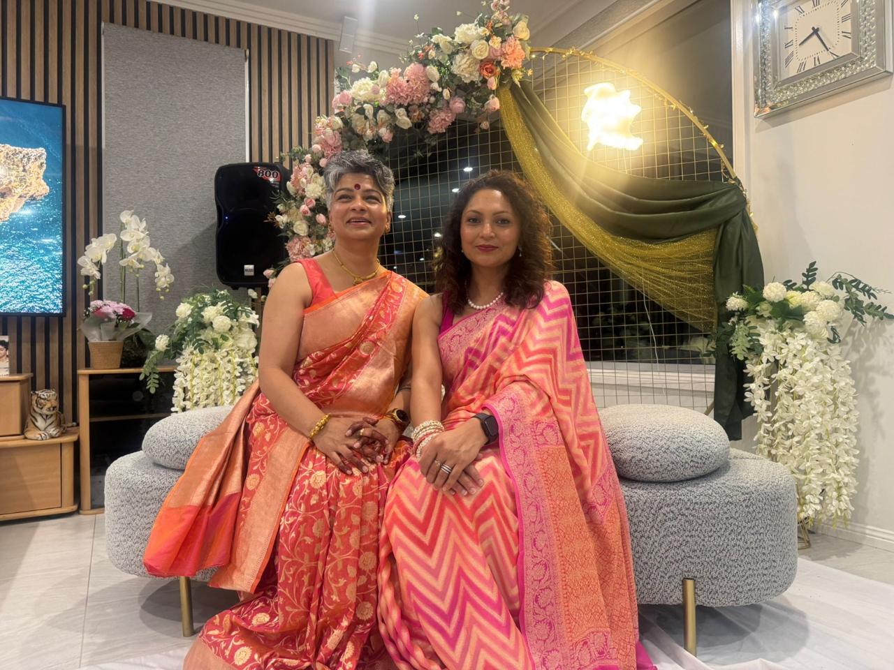 Bride wearing a handwoven Banarasi wedding saree by Katansi