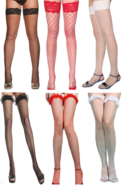 Ladies Thigh High Stockings Fishnet Fencenet Lace Red White Womens Sexy Hold Ups EBay