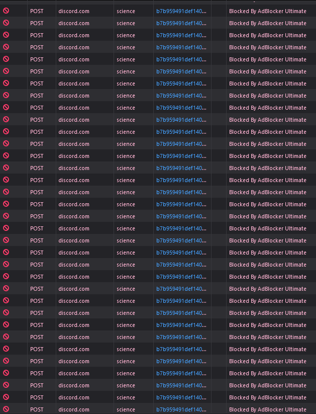 Discord now makes browser heavy af, and uBlock Origin is blocking a ton