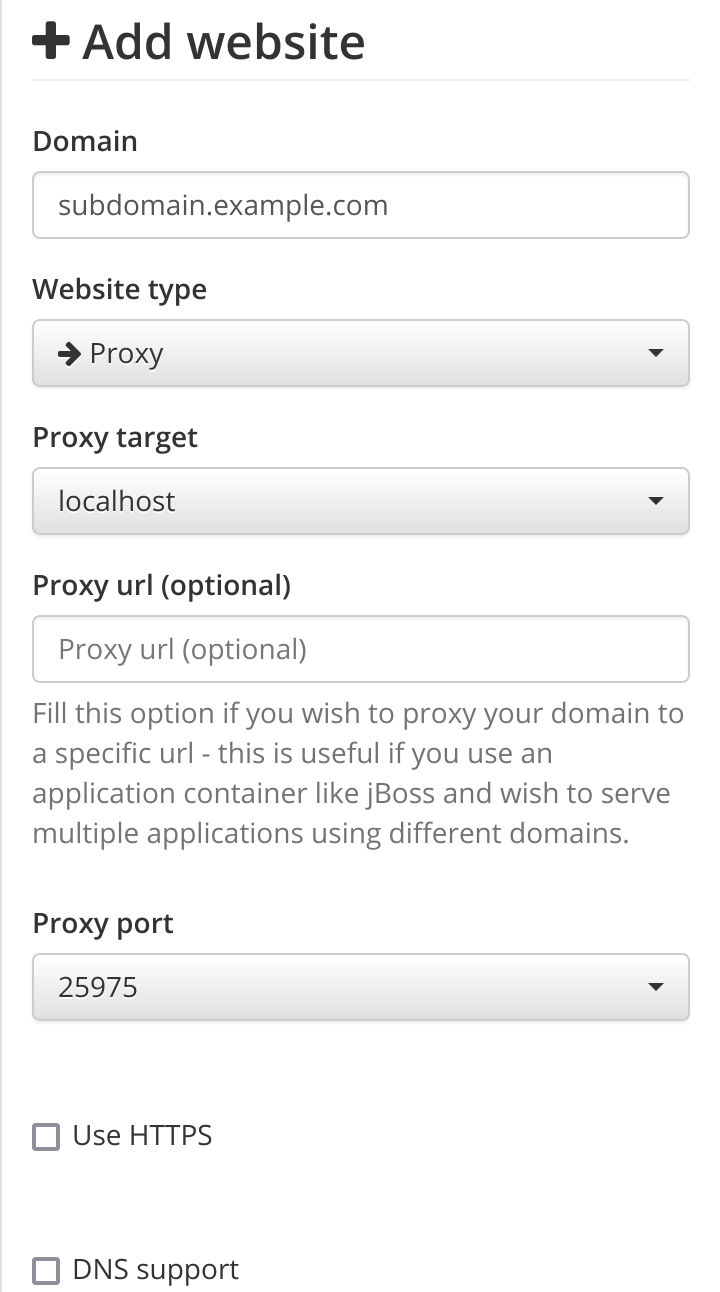 Proxy configuration